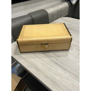 Vintage Fashioned By Farrington Texol Jewelry Box Travel Jewel Case Tan Purple
